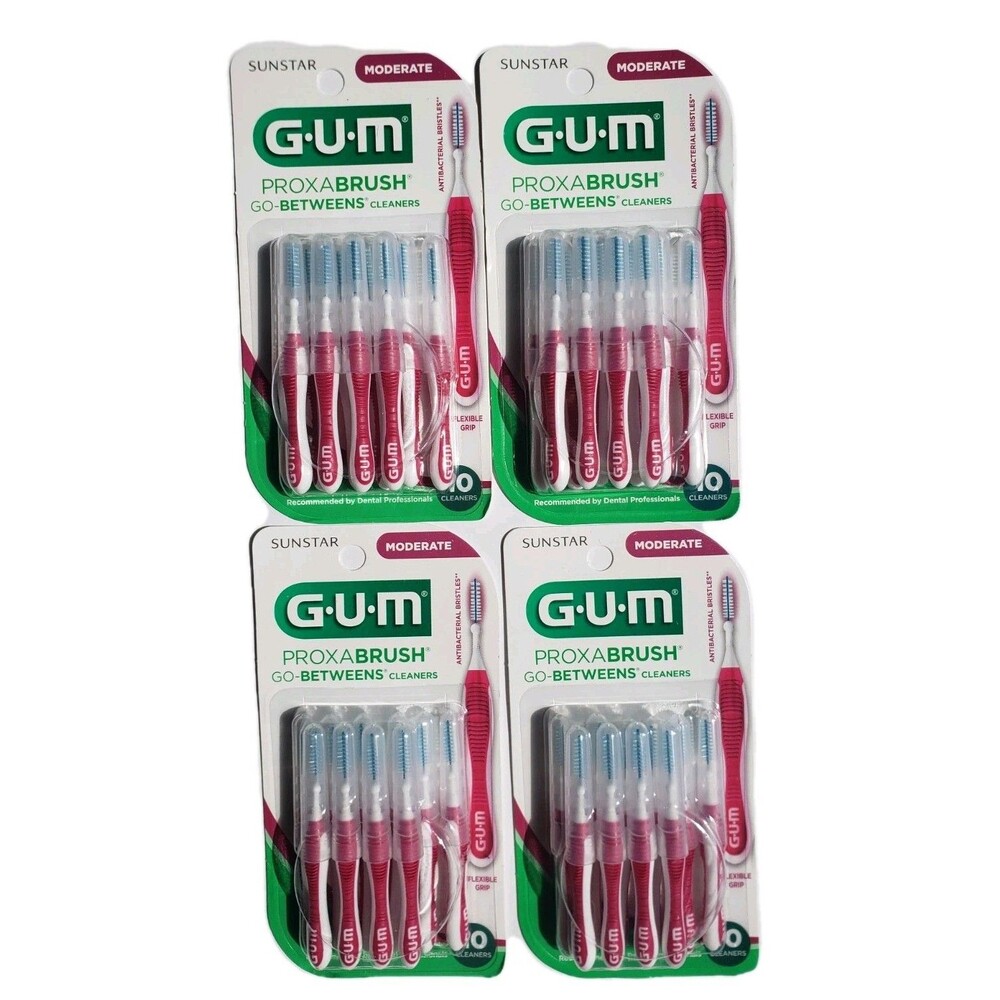 (4 pack) GUM Proxabrush Go-Betweens - Moderate Interdental Brushes 10 Count each